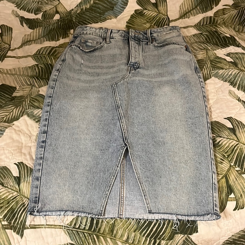 Denim Pencil Skirt with Front Slit - NWOT